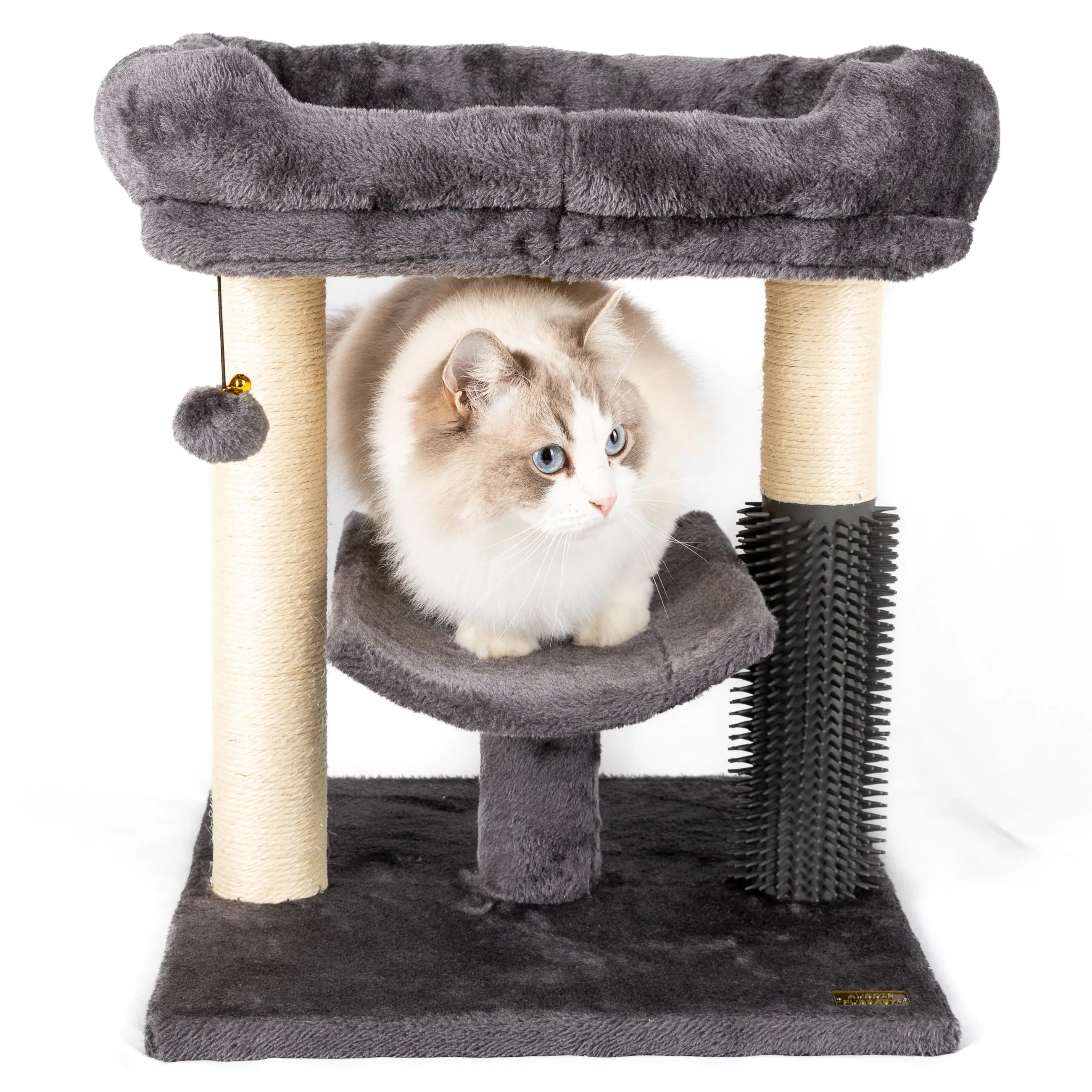 AUSSIE FURBABY Cat Scratcher Cat Tree - Includes Cat Scratching Posts & Cozy Cat Bed Platform - Stylish Cat Tree Tower Cat Condo for your cat or kitten with Self Grooming Brush - Fun Cat Toys