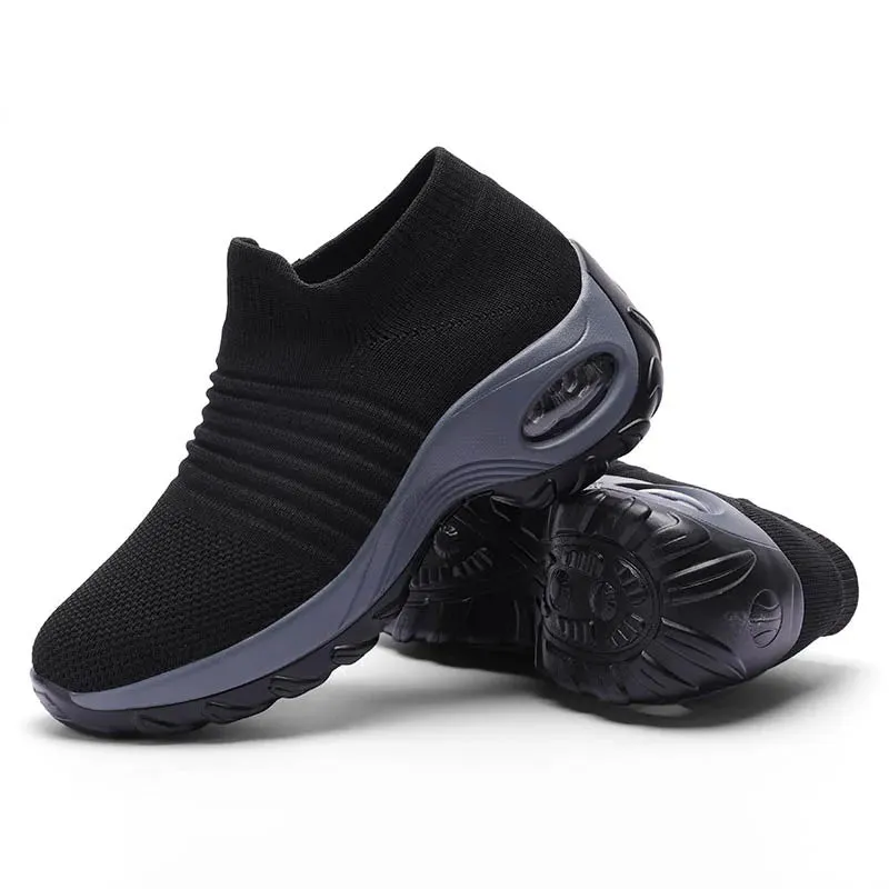Hnzxzm Womens Flats Slip On Shoes for Women Sock Sneakers Platform Comfortable Soft Ladies Spring Buty Damskie Sepatu Wanita Black