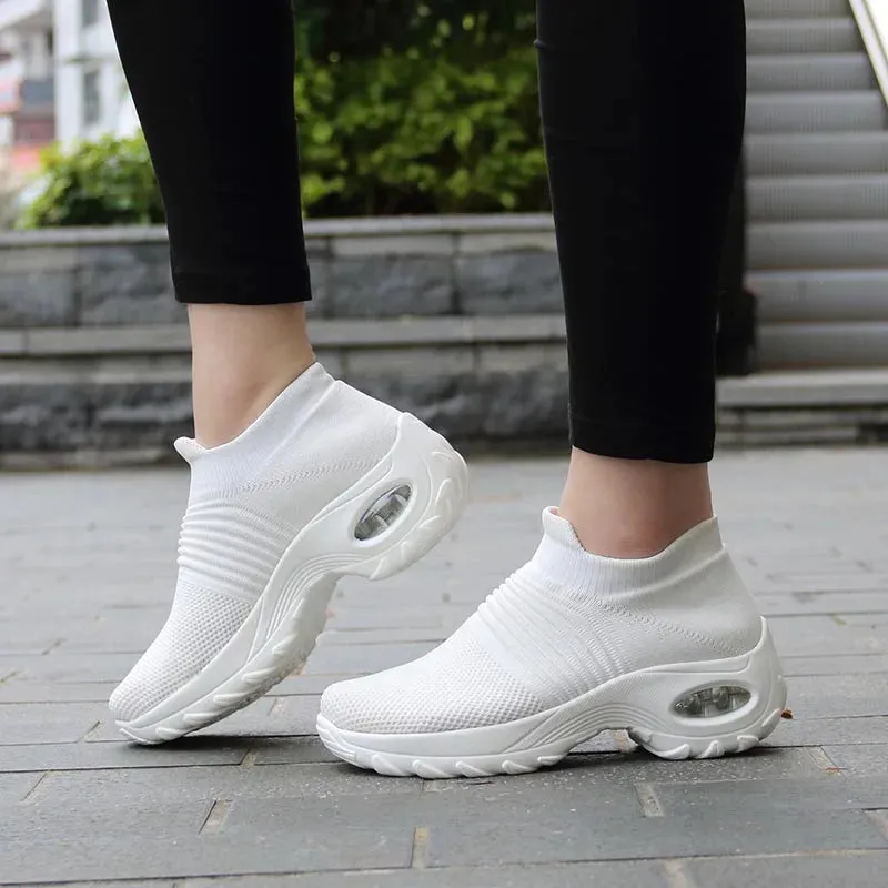 Hnzxzm Womens Flats Slip On Shoes for Women Sock Sneakers Platform Comfortable Soft Ladies Spring Buty Damskie Sepatu Wanita Black