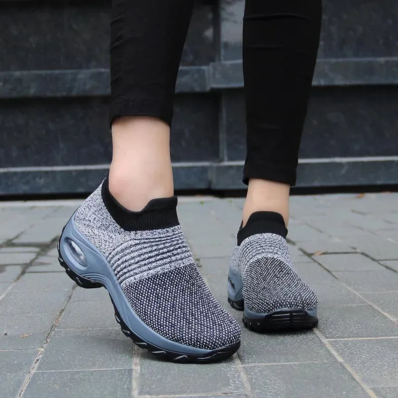 Hnzxzm Womens Flats Slip On Shoes for Women Sock Sneakers Platform Comfortable Soft Ladies Spring Buty Damskie Sepatu Wanita Black