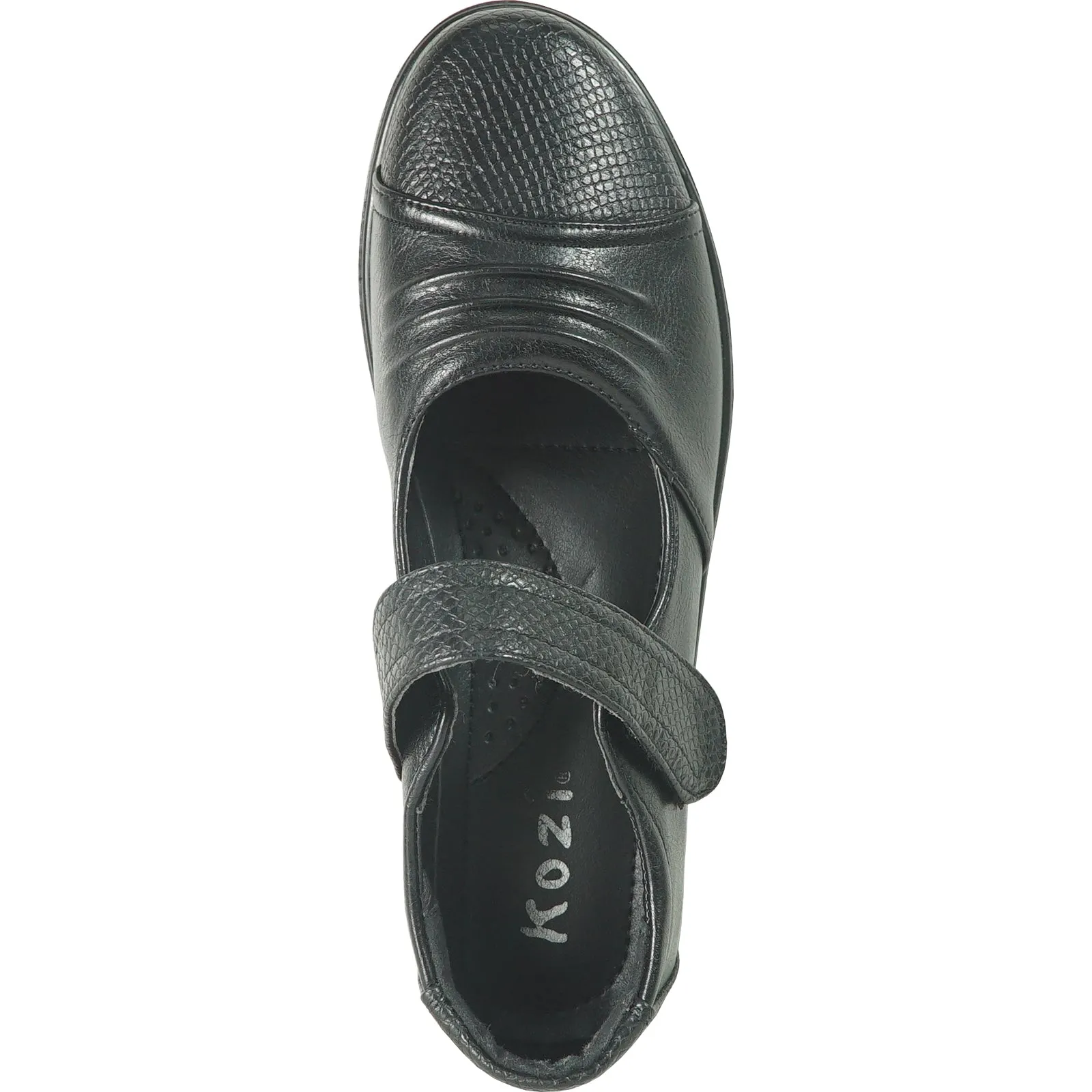 KOZI Women Comfort Casual Shoe OY8203 Wedge Mary Jane Black