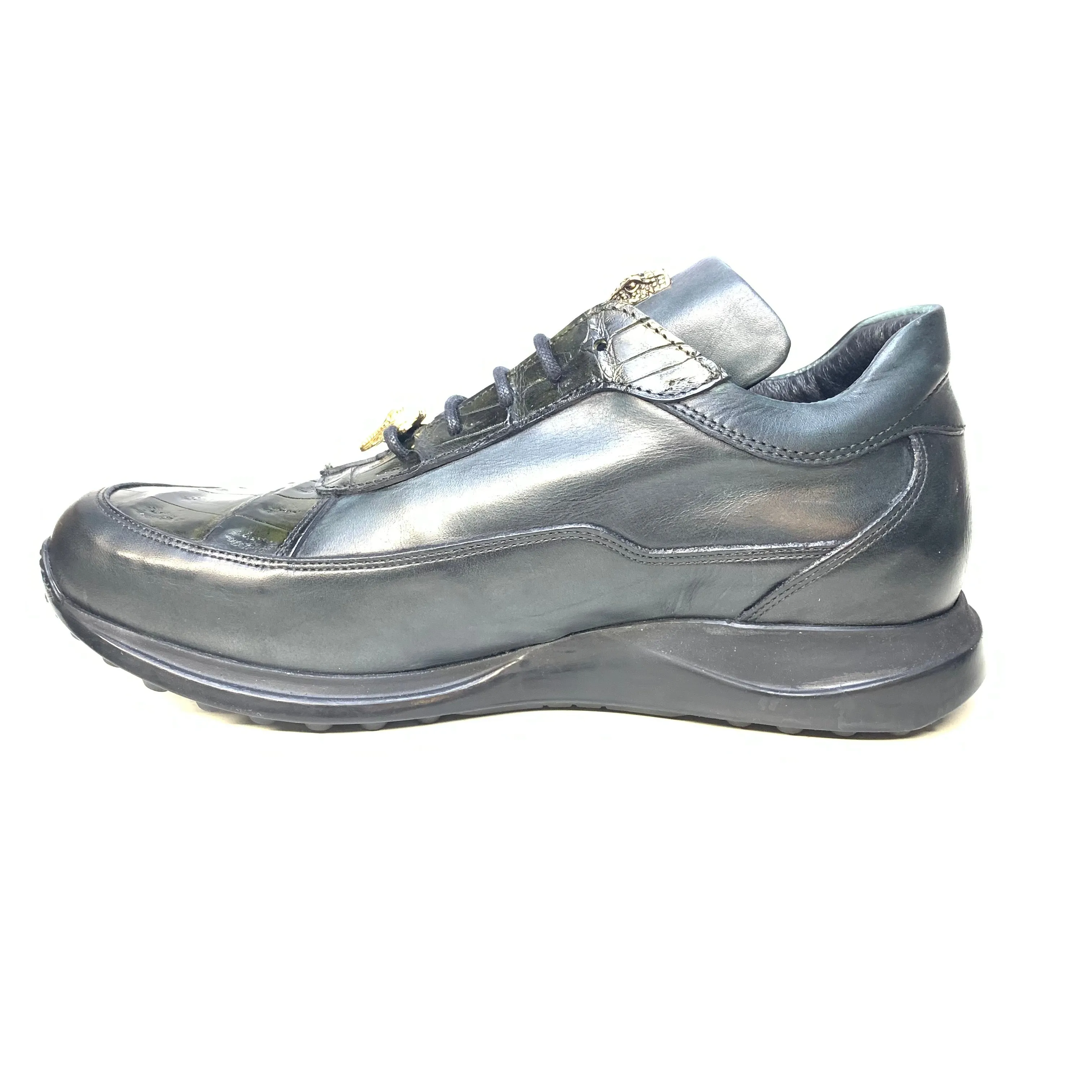 Mauri 8900/2 Hand Painted Dark Green Crocodile/ Nappa Leather Sneakers