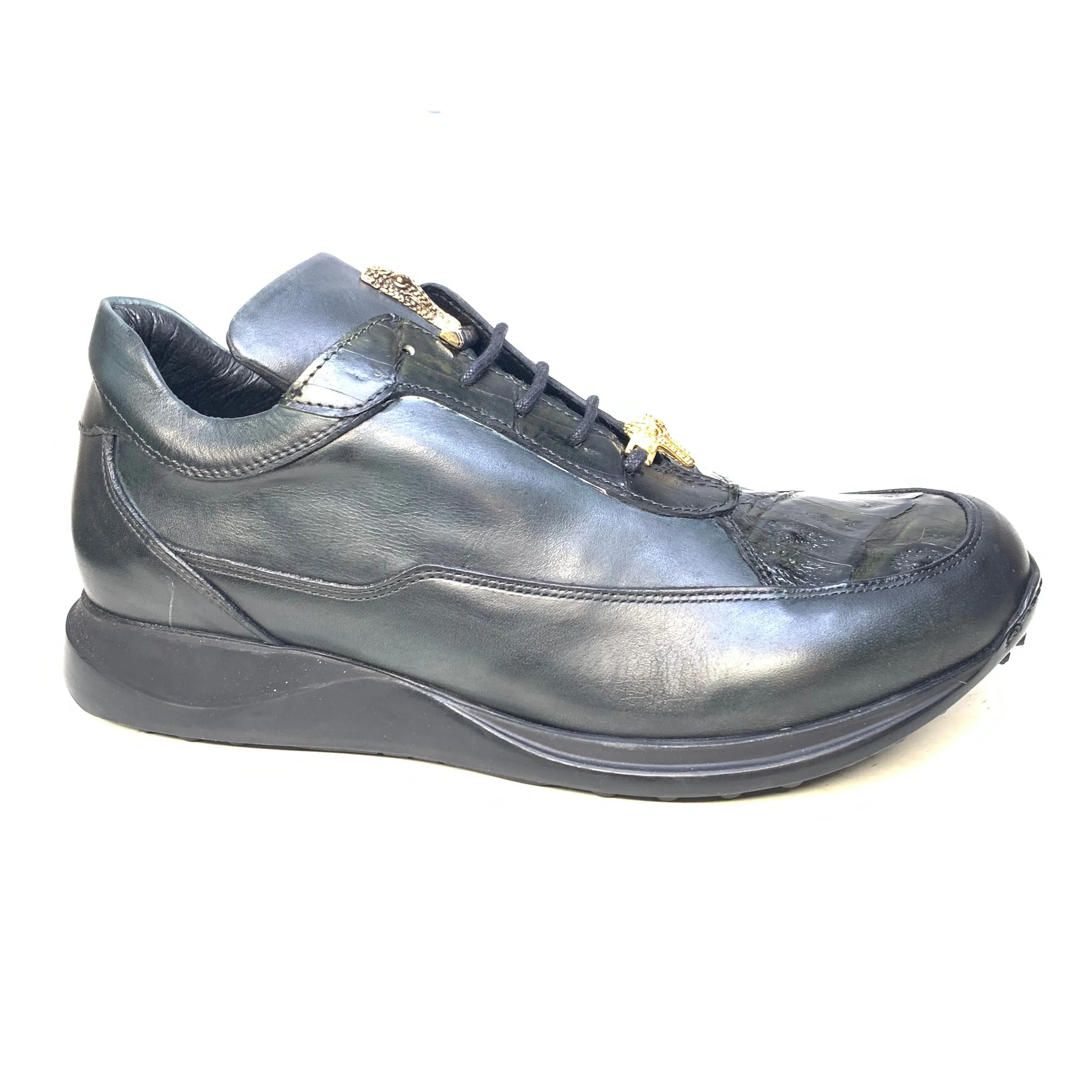 Mauri 8900/2 Hand Painted Dark Green Crocodile/ Nappa Leather Sneakers