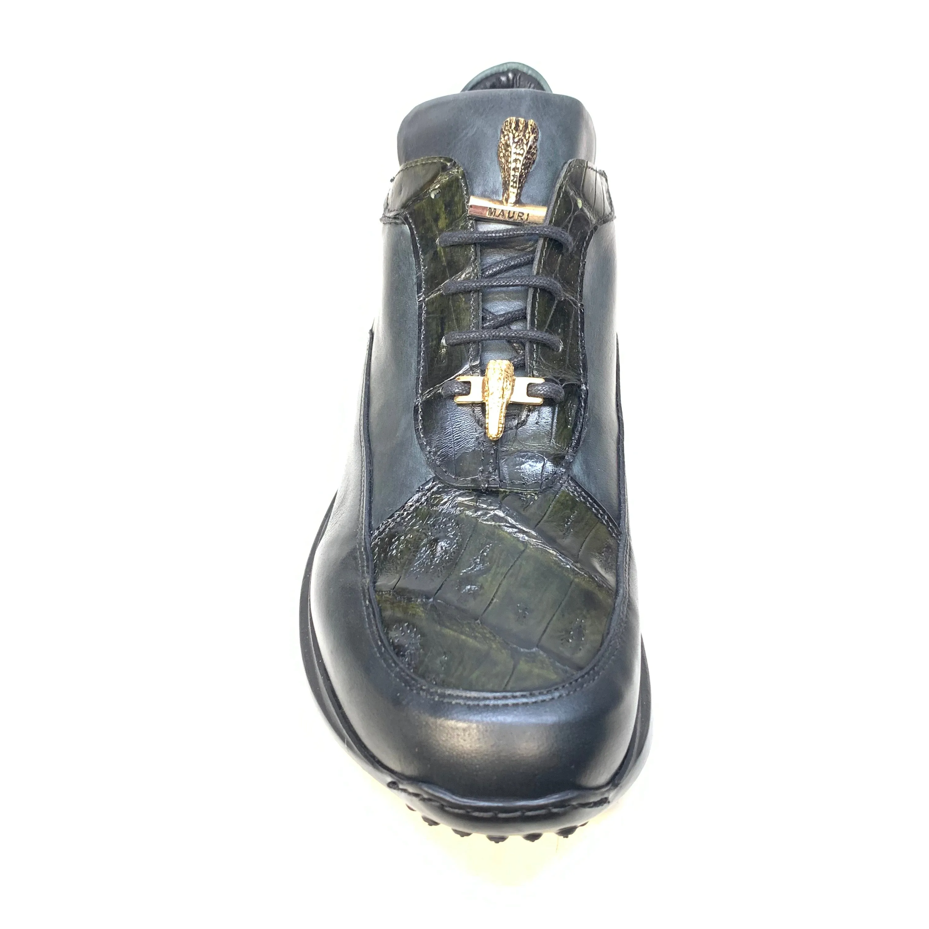 Mauri 8900/2 Hand Painted Dark Green Crocodile/ Nappa Leather Sneakers