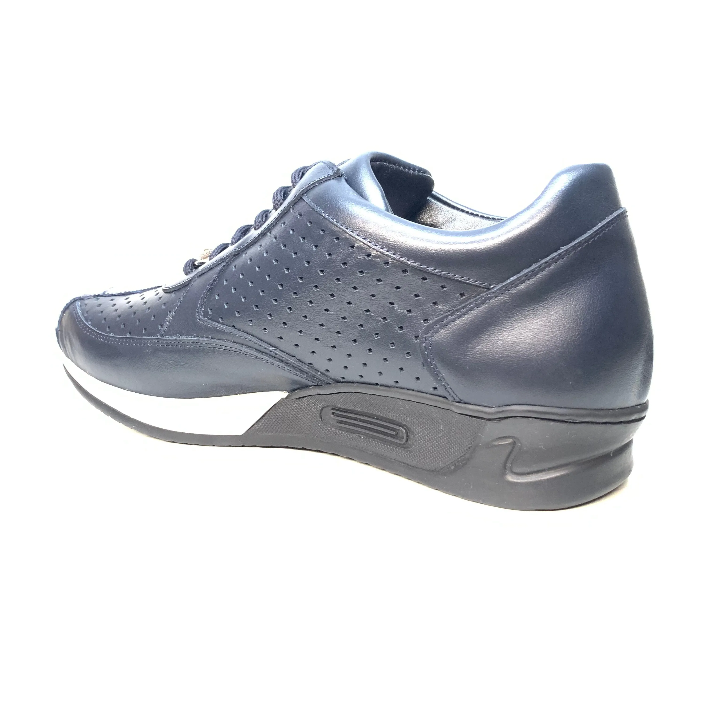Mauri M770 Navy Crocodile Perforated Nappa Leather Sneakers