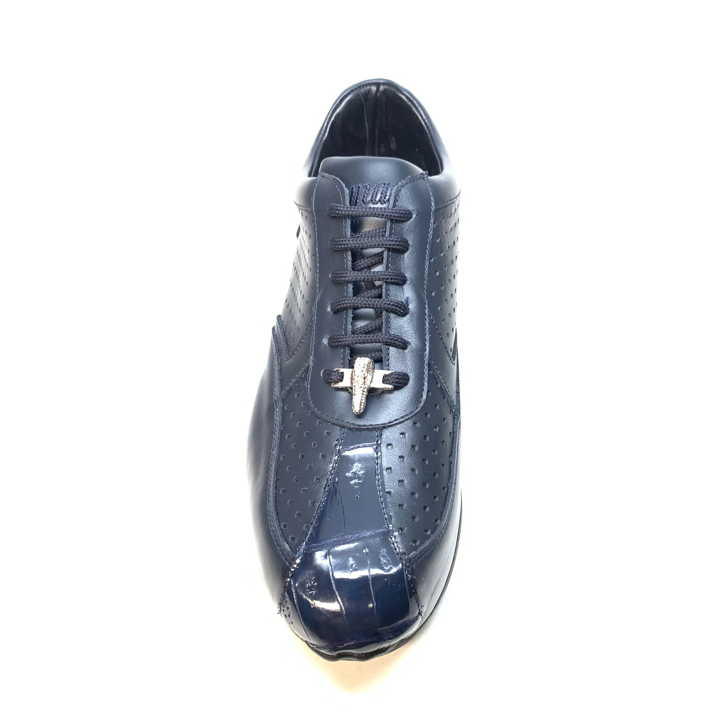 Mauri M770 Navy Crocodile Perforated Nappa Leather Sneakers