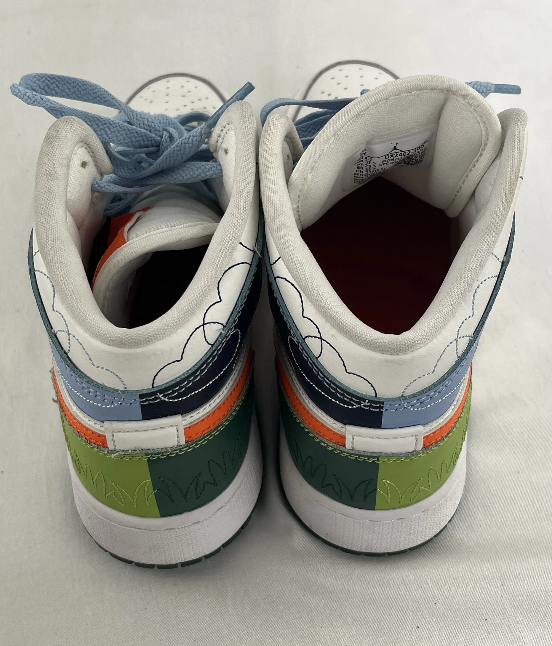 Nike Air Jordan 1 Stitch White Floral Sneaker Athletic Shoe Unisex Kids 5