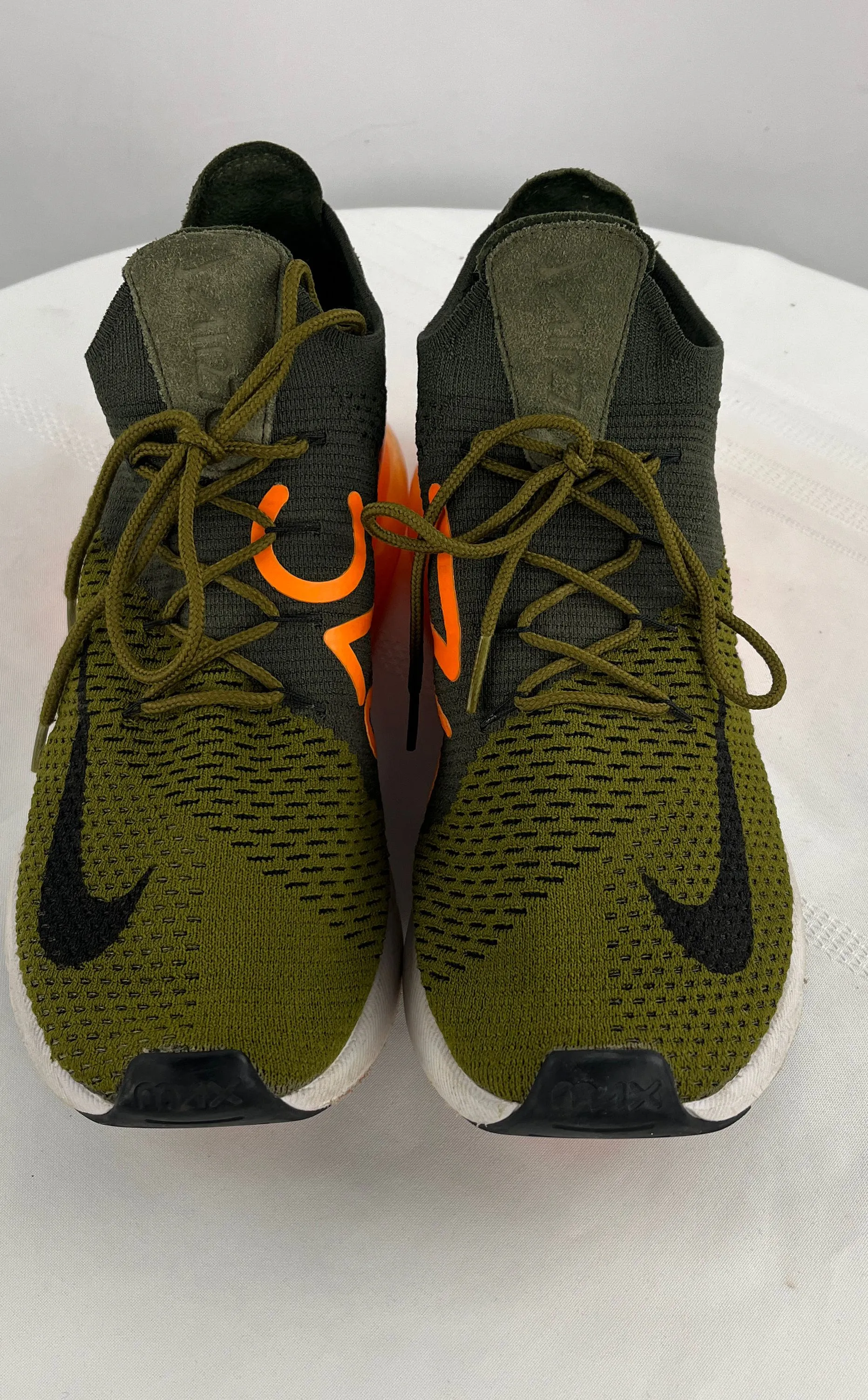 Nike Men's Olive Orange Air Max 270 Flyknit Flak Total Shoes Men Size 11.5