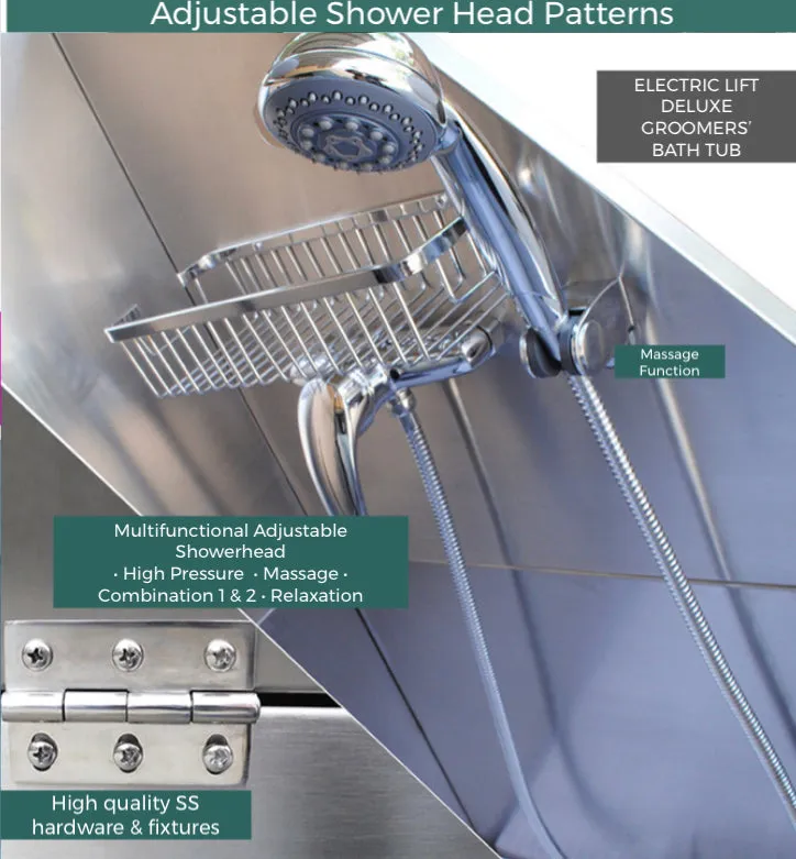 Stainless Steel Bath Tub Pro 127cm choice of •Electric Lift or •Stand (removable) ~ Full Width Walk-In Entry Door   many features