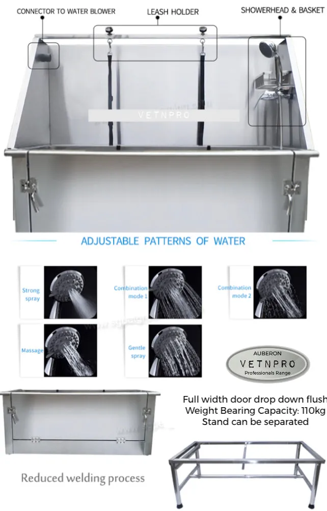 Stainless Steel Bath Tub Pro 127cm choice of •Electric Lift or •Stand (removable) ~ Full Width Walk-In Entry Door   many features
