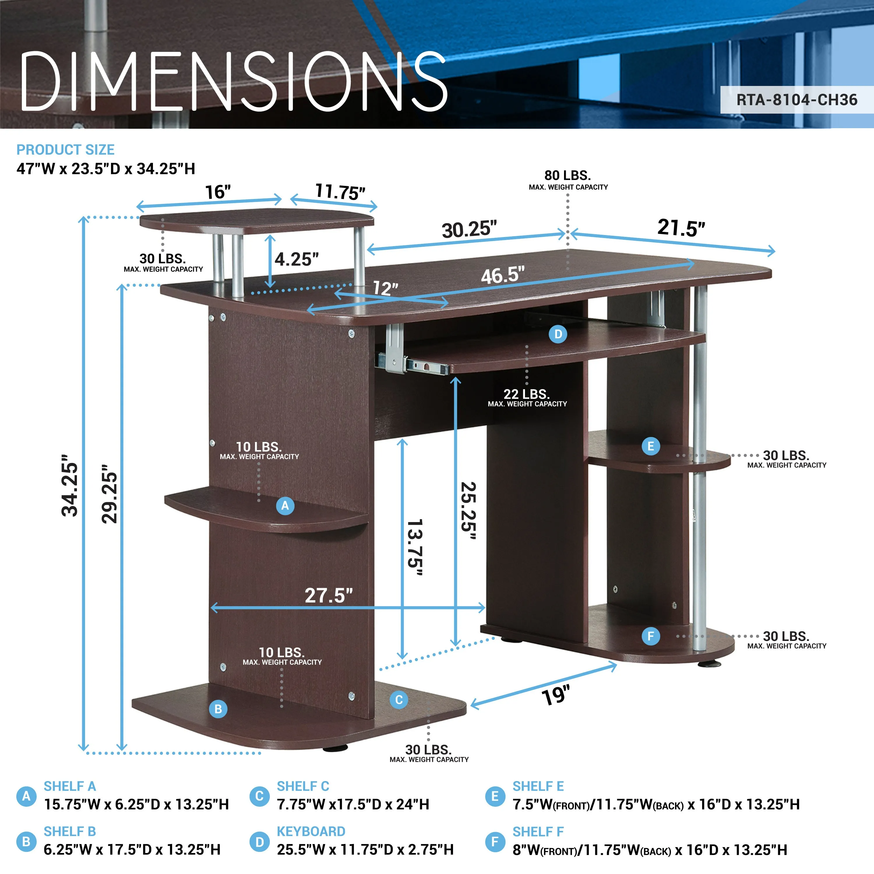 Tech Max Computer Workstation Desk With Storage