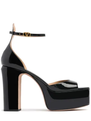 Valentino Garavani   120mm Tan-go patent leather sandals 