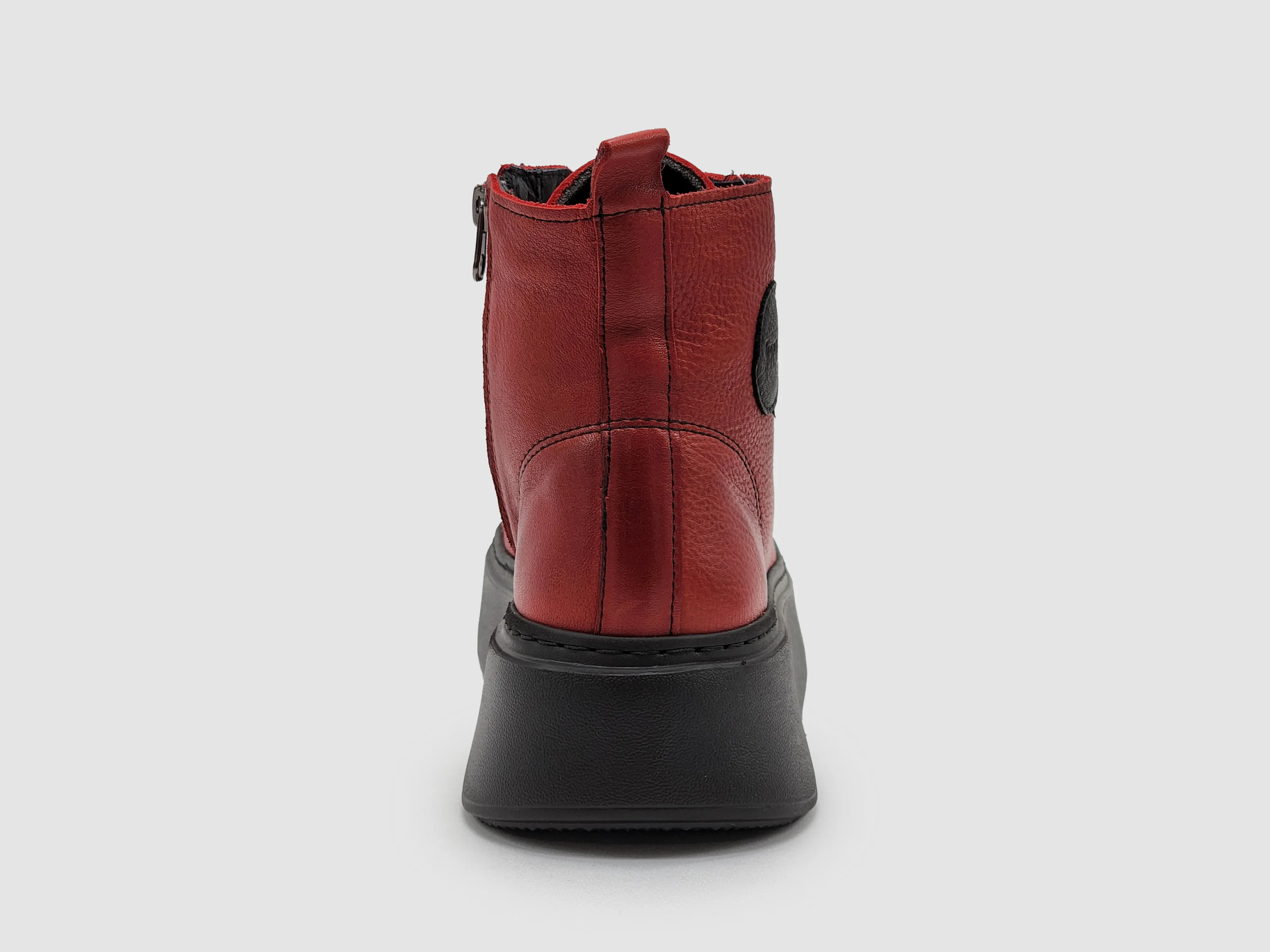 Women's Tall Insulated Zip-Up Leather Sneakers - Red