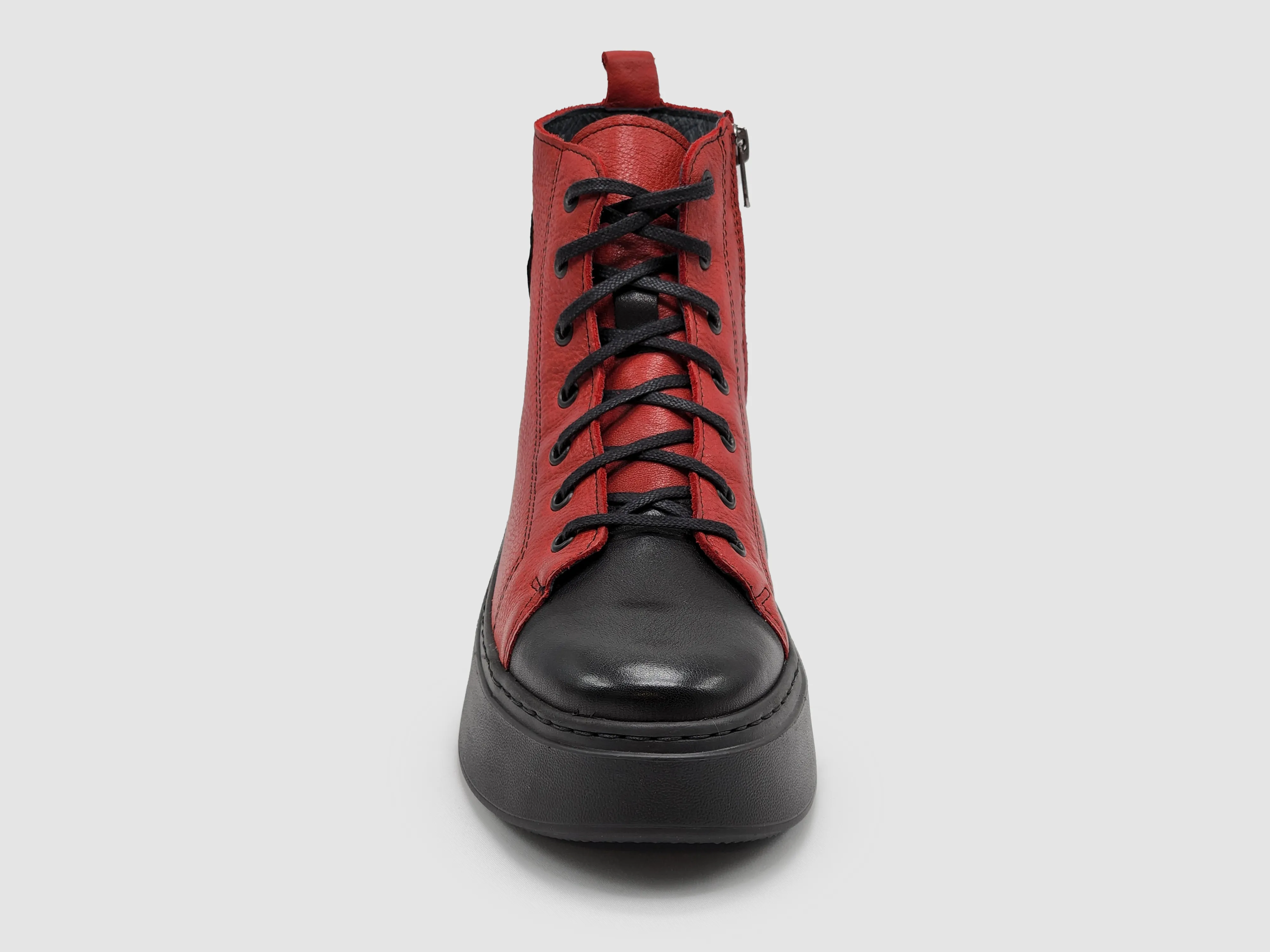 Women's Tall Insulated Zip-Up Leather Sneakers - Red