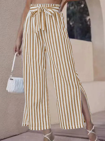 xiangtuibao Spring and Autumn New Women's Clothing  Temu HOT and NEW Cross Border Loose Fashion Casual Split Striped Pants Women