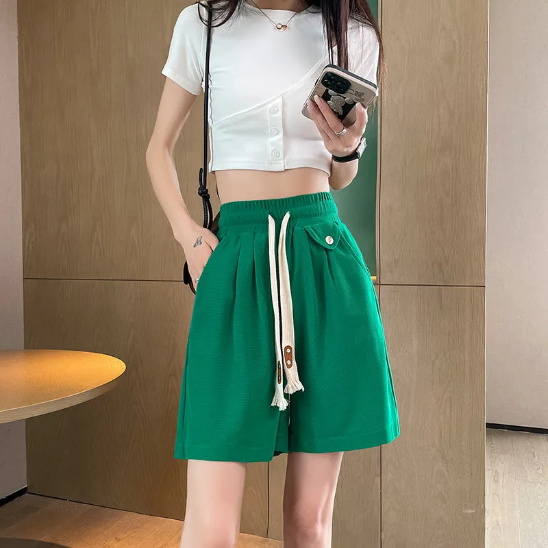 xiangtuibao Summer Exercise Shorts Female New Korean Thin Student Leisure All-Matching Western Style Cool Wide-Leg Half Pants